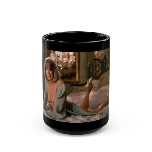 Terry Moore #413 - Unreleased Aug. '84 Playboy Photo from shoot topless in lingerie & heels (Vintage Female Icon) Black Coffee Mug 15oz - Go Mug Yourself