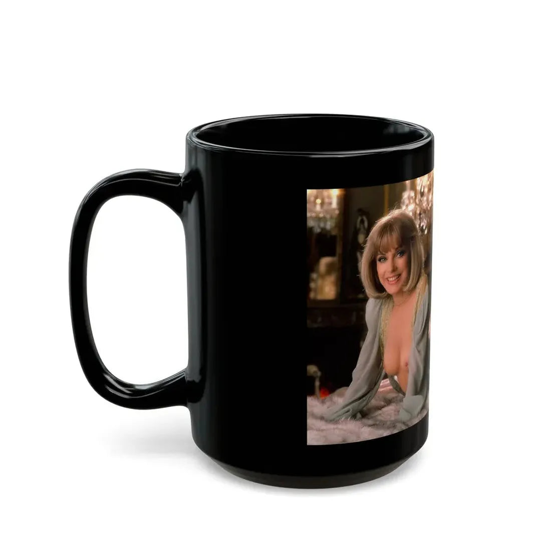 Terry Moore #413 - Unreleased Aug. '84 Playboy Photo from shoot topless in lingerie & heels (Vintage Female Icon) Black Coffee Mug - Go Mug Yourself