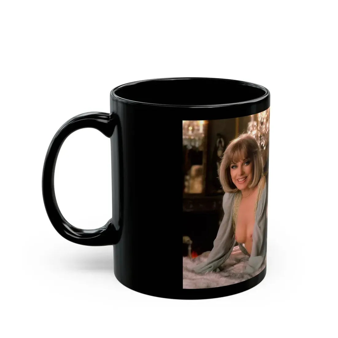 Terry Moore #413 - Unreleased Aug. '84 Playboy Photo from shoot topless in lingerie & heels (Vintage Female Icon) Black Coffee Mug - Go Mug Yourself