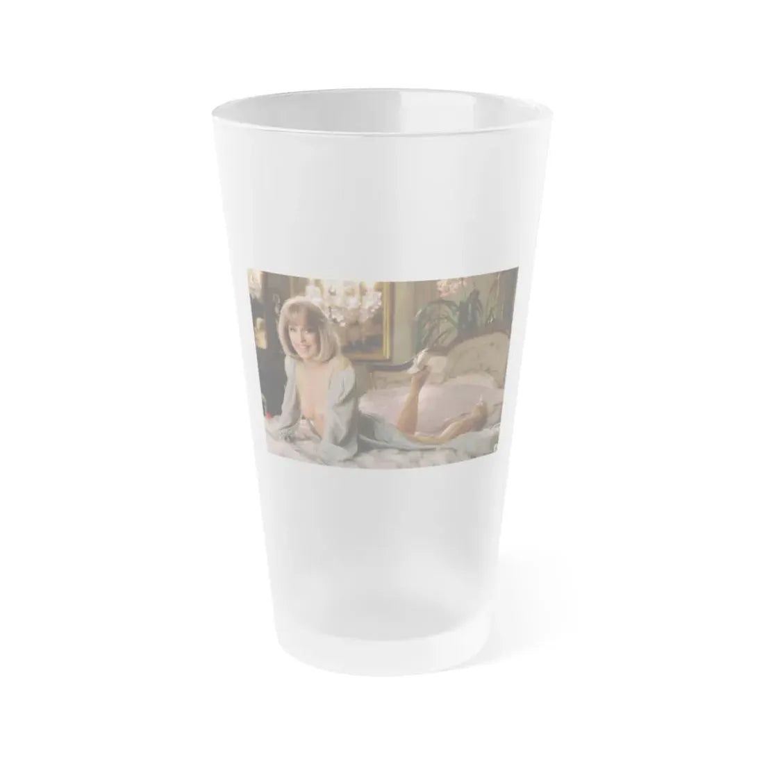 Terry Moore #413 - Unreleased Aug. '84 Playboy Photo from shoot topless in lingerie & heels (Vintage Female Icon) Frosted Pint Glass 16oz 16oz Frosted - Go Mug Yourself