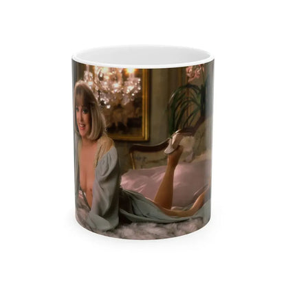 Terry Moore #413 - Unreleased Aug. '84 Playboy Photo from shoot topless in lingerie & heels (Vintage Female Icon) White Coffee Mug 11oz - Go Mug Yourself