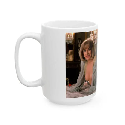 Terry Moore #413 - Unreleased Aug. '84 Playboy Photo from shoot topless in lingerie & heels (Vintage Female Icon) White Coffee Mug - Go Mug Yourself