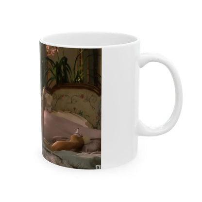 Terry Moore #413 - Unreleased Aug. '84 Playboy Photo from shoot topless in lingerie & heels (Vintage Female Icon) White Coffee Mug - Go Mug Yourself