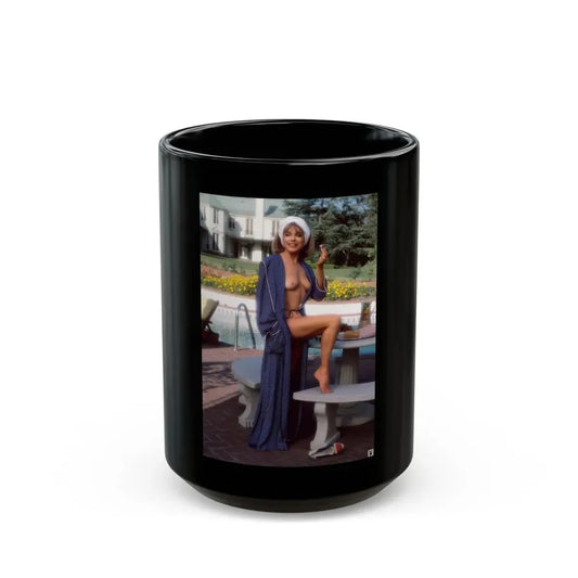 Terry Moore #414 - Unreleased Aug. '84 Playboy Photo from shoot topless in robe (Vintage Female Icon) Black Coffee Mug 15oz - Go Mug Yourself