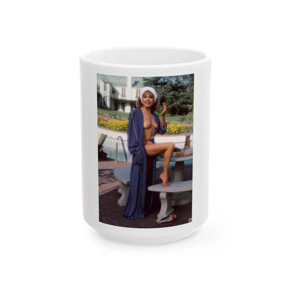 Terry Moore #414 - Unreleased Aug. '84 Playboy Photo from shoot topless in robe (Vintage Female Icon) White Coffee Mug 15oz - Go Mug Yourself
