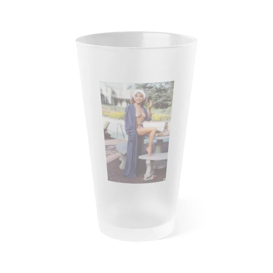 Terry Moore #414 - Unreleased Aug. '84 Playboy Photo from shoot topless in robe (Vintage Female Icon) Frosted Pint Glass 16oz-16oz-Frosted-Go Mug Yourself