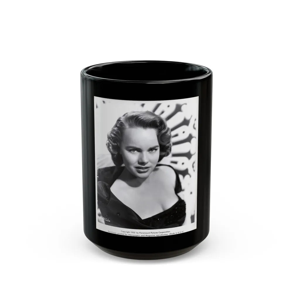 Terry Moore #423 Vintage B&W 1951 Head & Shoulder Upper Body Glamour Photo1 (Vintage Female Icon) Black Coffee Mug-15oz-Go Mug Yourself