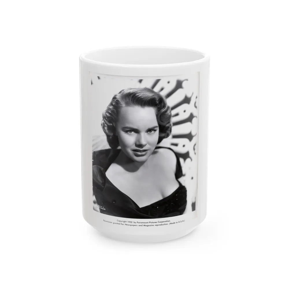 Terry Moore #423 Vintage B&W 1951 Head & Shoulder Upper Body Glamour Photo1 (Vintage Female Icon) White Coffee Mug-15oz-Go Mug Yourself
