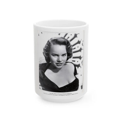 Terry Moore #423 Vintage B&W 1951 Head & Shoulder Upper Body Glamour Photo1 (Vintage Female Icon) White Coffee Mug-15oz-Go Mug Yourself