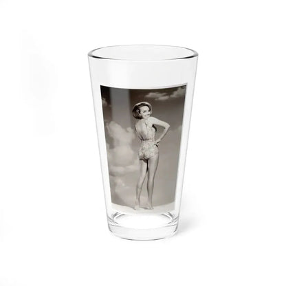 Terry Moore #43 - 1-Piece B&W Barefoot Swimsuit Cheesecake Photo from 60's (Vintage Female Icon) Pint Glass 16oz 16oz - Go Mug Yourself