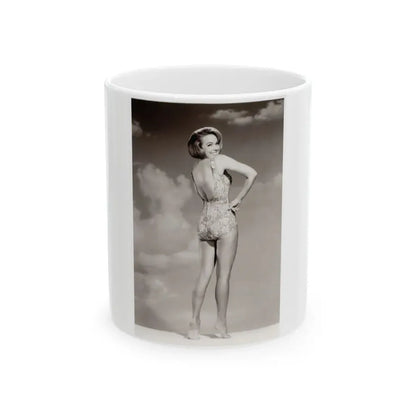 Terry Moore #43 - 1-Piece B&W Barefoot Swimsuit Cheesecake Photo from 60's (Vintage Female Icon) White Coffee Mug 11oz - Go Mug Yourself