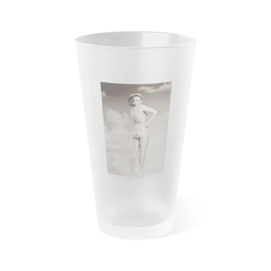 Terry Moore #43 - 1-Piece B&W Barefoot Swimsuit Cheesecake Photo from 60's (Vintage Female Icon) Frosted Pint Glass 16oz-16oz-Frosted-Go Mug Yourself