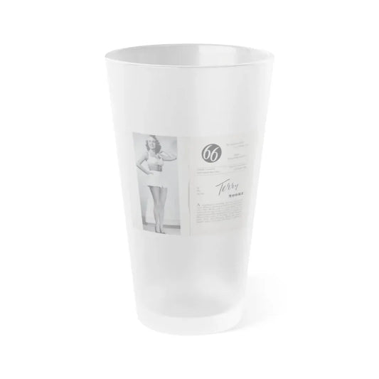 Terry Moore #436 - 66 PHTOTOGRAPHS OF Terry MOORE U.K. Pocket Mag. Inside Front Cover Pages 2 & 3 (Vintage Female Icon) Frosted Pint Glass 16oz 16oz Frosted - Go Mug Yourself