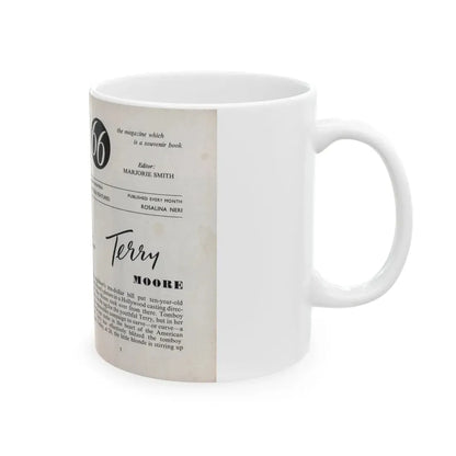 Terry Moore #436 - 66 PHTOTOGRAPHS OF Terry MOORE U.K. Pocket Mag. Inside Front Cover Pages 2 & 3 (Vintage Female Icon) White Coffee Mug - Go Mug Yourself