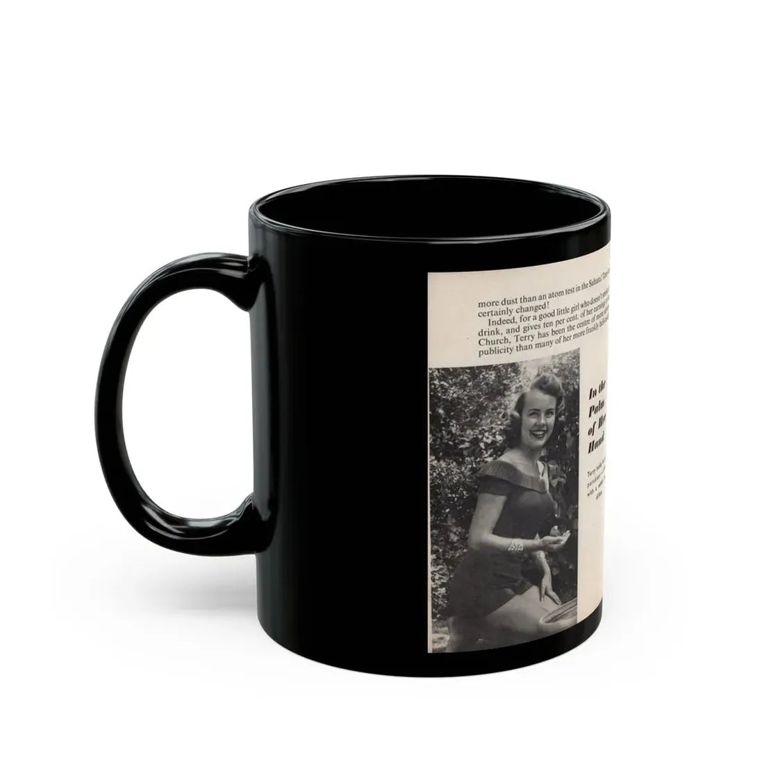 Terry Moore #437 - 66 PHOTOGRAPHS OF Terry MOORE U.K. Pocket Mag. Pages 4 & 5 (Vintage Female Icon) Black Coffee Mug - Go Mug Yourself