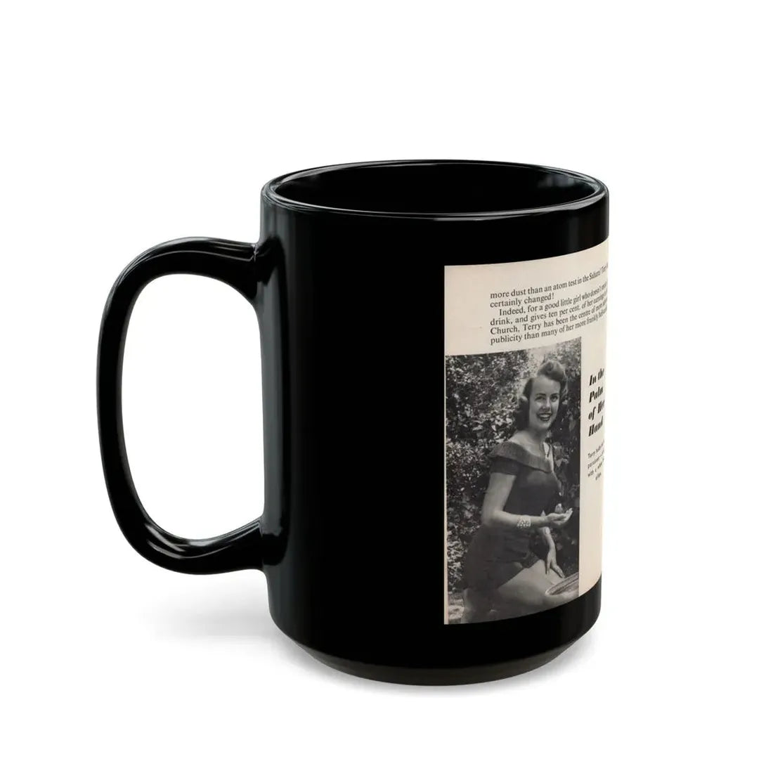 Terry Moore #437 - 66 PHOTOGRAPHS OF Terry MOORE U.K. Pocket Mag. Pages 4 & 5 (Vintage Female Icon) Black Coffee Mug - Go Mug Yourself