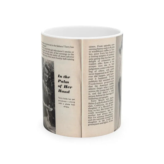 Terry Moore #437 - 66 PHOTOGRAPHS OF Terry MOORE U.K. Pocket Mag. Pages 4 & 5 (Vintage Female Icon) White Coffee Mug 11oz - Go Mug Yourself