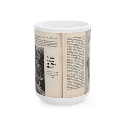 Terry Moore #437 - 66 PHOTOGRAPHS OF Terry MOORE U.K. Pocket Mag. Pages 4 & 5 (Vintage Female Icon) White Coffee Mug 15oz - Go Mug Yourself