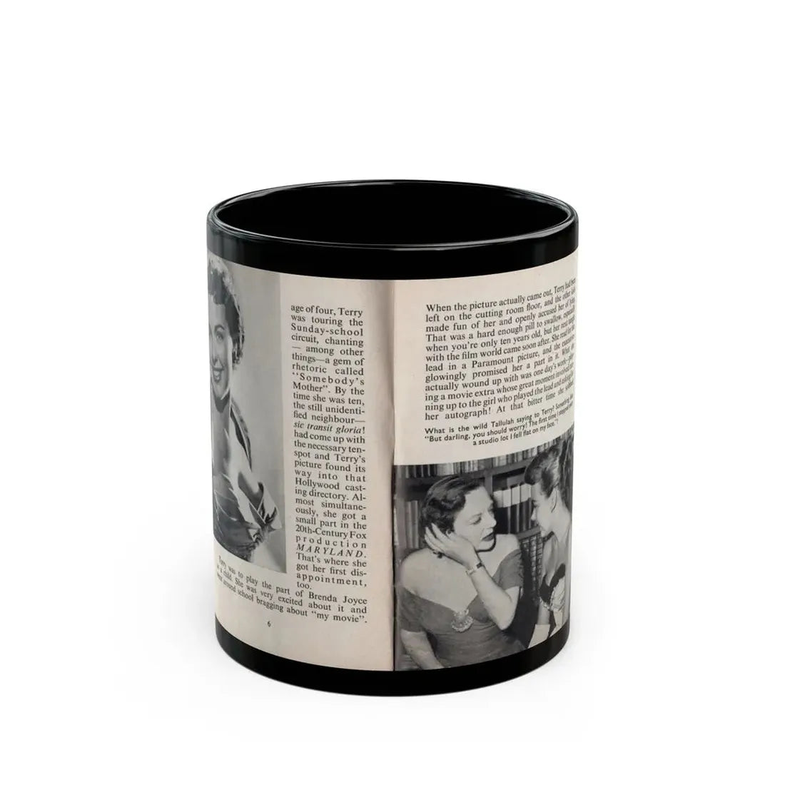 Terry Moore #438 - 66 PHOTOGRAPHS OF Terry MOORE U.K. Pocket Mag. Pages 6 & 7 (Vintage Female Icon) Black Coffee Mug 11oz - Go Mug Yourself