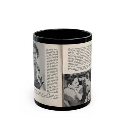 Terry Moore #438 - 66 PHOTOGRAPHS OF Terry MOORE U.K. Pocket Mag. Pages 6 & 7 (Vintage Female Icon) Black Coffee Mug 11oz - Go Mug Yourself