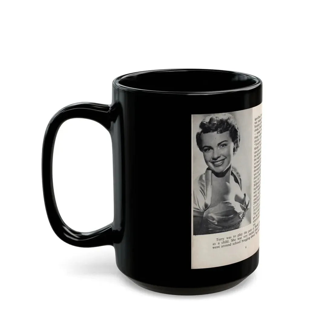 Terry Moore #438 - 66 PHOTOGRAPHS OF Terry MOORE U.K. Pocket Mag. Pages 6 & 7 (Vintage Female Icon) Black Coffee Mug - Go Mug Yourself