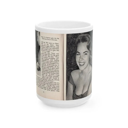 Terry Moore #440 - 66 PHOTOGRAPHS OF Terry MOORE U.K. Pocket Mag. Pages 10 & 11 (Vintage Female Icon) White Coffee Mug 15oz - Go Mug Yourself