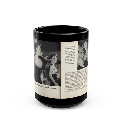 Terry Moore #441 - 66 PHOTOGRAPHS OF Terry MOORE U.K. Pocket Mag. Pages 12 & 13 (Vintage Female Icon) Black Coffee Mug 15oz - Go Mug Yourself
