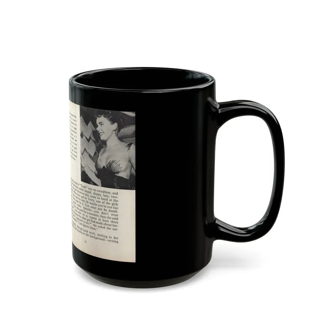 Terry Moore #441 - 66 PHOTOGRAPHS OF Terry MOORE U.K. Pocket Mag. Pages 12 & 13 (Vintage Female Icon) Black Coffee Mug - Go Mug Yourself