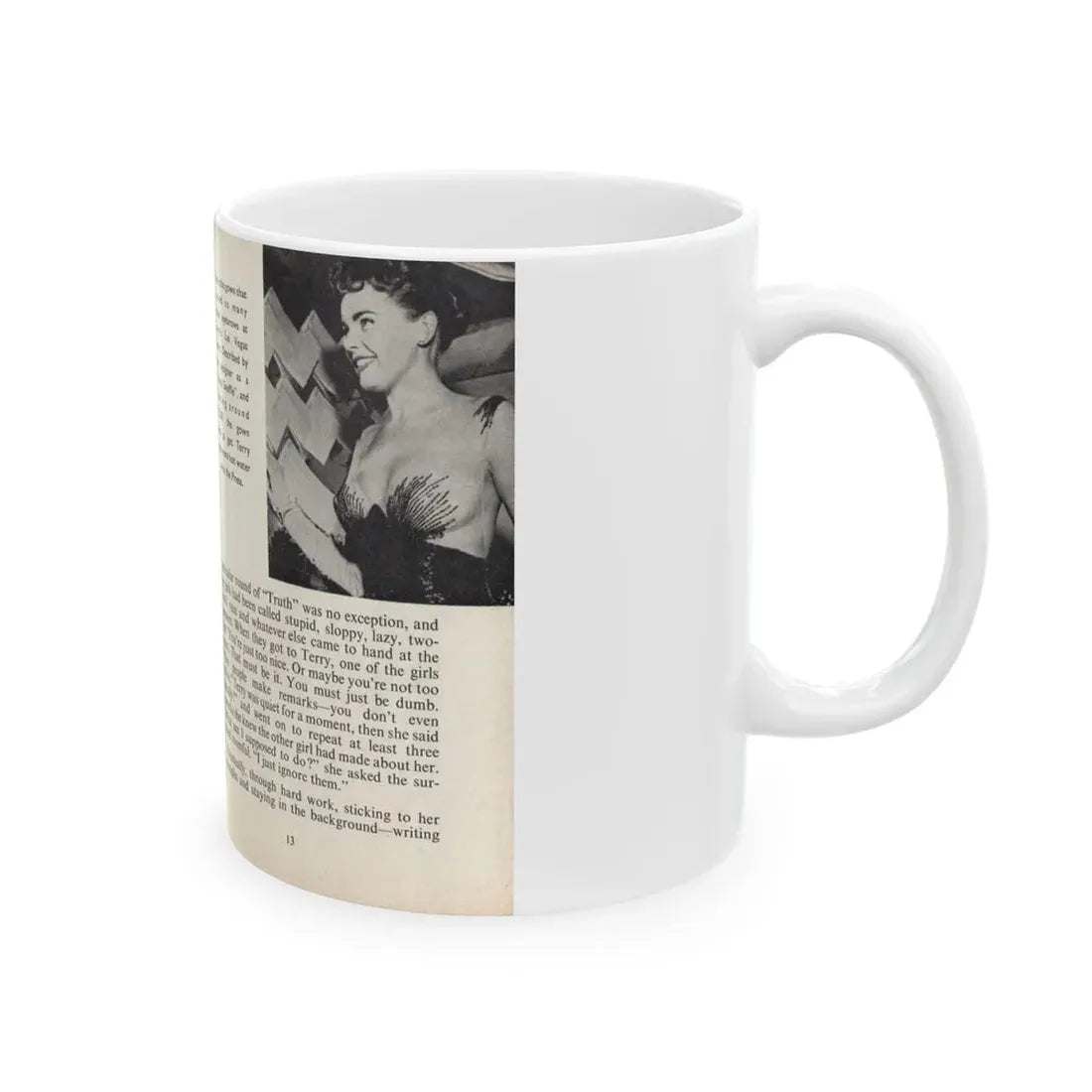 Terry Moore #441 - 66 PHOTOGRAPHS OF Terry MOORE U.K. Pocket Mag. Pages 12 & 13 (Vintage Female Icon) White Coffee Mug - Go Mug Yourself
