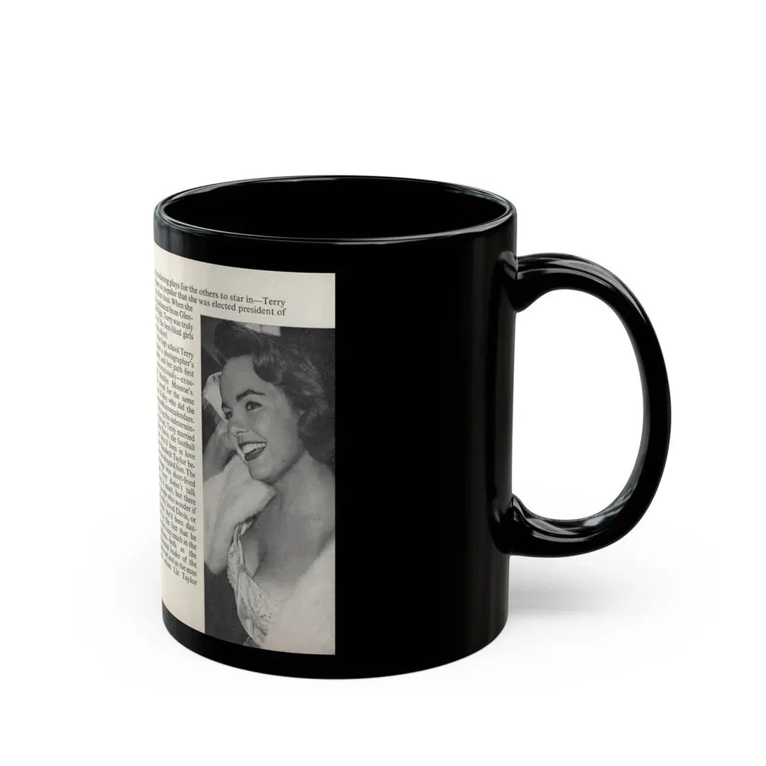 Terry Moore #442 - 66 PHOTOGRAPHS OF Terry MOORE U.K. Pocket Mag. Pages 14 & 15 (Vintage Female Icon) Black Coffee Mug - Go Mug Yourself