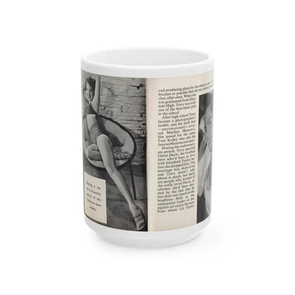 Terry Moore #442 - 66 PHOTOGRAPHS OF Terry MOORE U.K. Pocket Mag. Pages 14 & 15 (Vintage Female Icon) White Coffee Mug 15oz - Go Mug Yourself