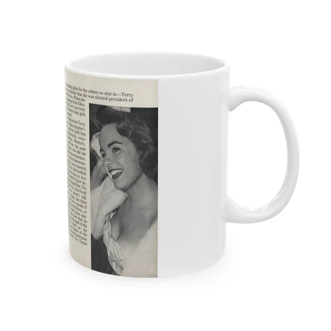 Terry Moore #442 - 66 PHOTOGRAPHS OF Terry MOORE U.K. Pocket Mag. Pages 14 & 15 (Vintage Female Icon) White Coffee Mug - Go Mug Yourself