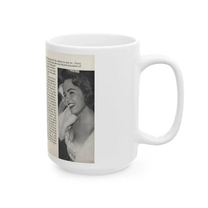 Terry Moore #442 - 66 PHOTOGRAPHS OF Terry MOORE U.K. Pocket Mag. Pages 14 & 15 (Vintage Female Icon) White Coffee Mug - Go Mug Yourself