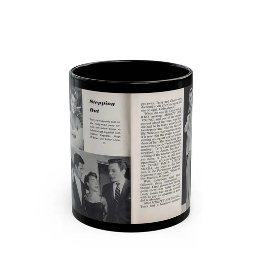 Terry Moore #443 - 66 PHOTOGRAPHS OF Terry MOORE U.K. Pocket Mag. Pages 16 & 17 (Vintage Female Icon) Black Coffee Mug 11oz - Go Mug Yourself