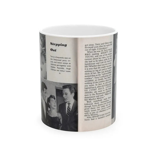 Terry Moore #443 - 66 PHOTOGRAPHS OF Terry MOORE U.K. Pocket Mag. Pages 16 & 17 (Vintage Female Icon) White Coffee Mug 11oz - Go Mug Yourself