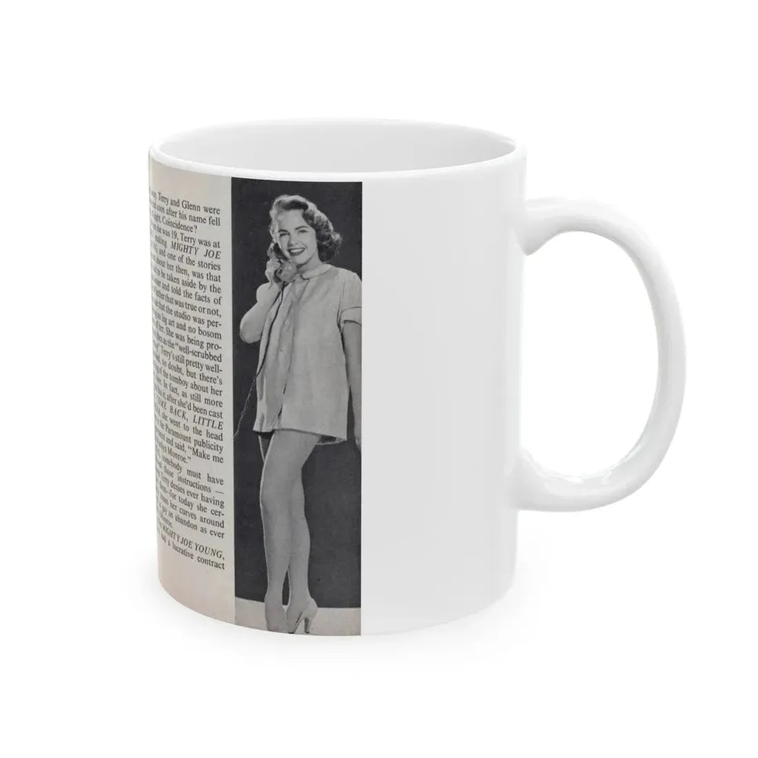 Terry Moore #443 - 66 PHOTOGRAPHS OF Terry MOORE U.K. Pocket Mag. Pages 16 & 17 (Vintage Female Icon) White Coffee Mug - Go Mug Yourself