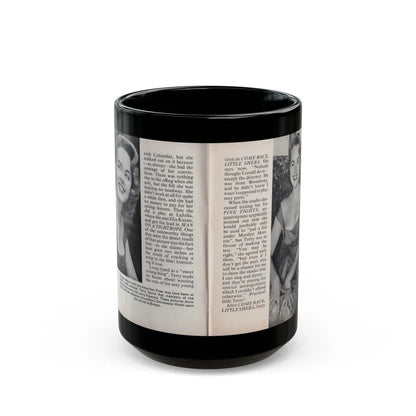 Terry Moore #444 - 66 PHOTOGRAPHS OF Terry MOORE U.K. Pocket Mag. Pages 18 & 19 (Vintage Female Icon) Black Coffee Mug 15oz - Go Mug Yourself