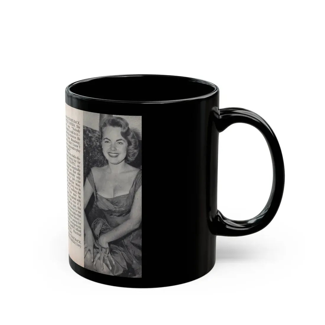 Terry Moore #444 - 66 PHOTOGRAPHS OF Terry MOORE U.K. Pocket Mag. Pages 18 & 19 (Vintage Female Icon) Black Coffee Mug - Go Mug Yourself