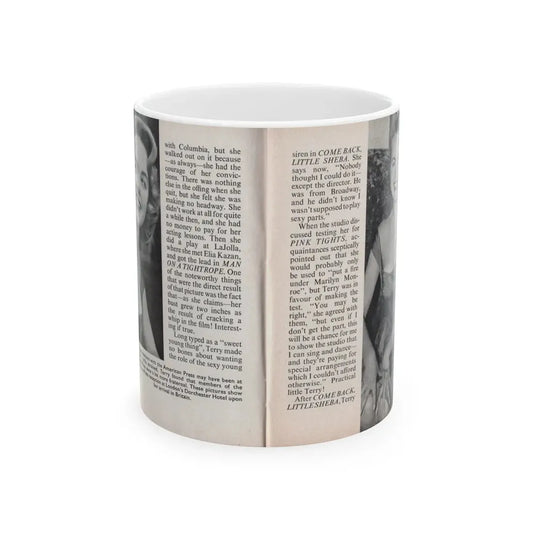 Terry Moore #444 - 66 PHOTOGRAPHS OF Terry MOORE U.K. Pocket Mag. Pages 18 & 19 (Vintage Female Icon) White Coffee Mug 11oz - Go Mug Yourself