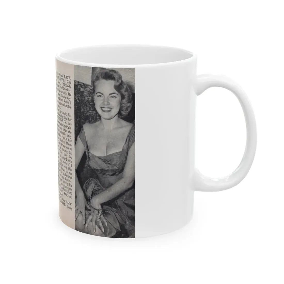 Terry Moore #444 - 66 PHOTOGRAPHS OF Terry MOORE U.K. Pocket Mag. Pages 18 & 19 (Vintage Female Icon) White Coffee Mug - Go Mug Yourself
