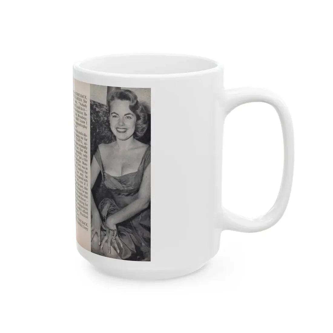 Terry Moore #444 - 66 PHOTOGRAPHS OF Terry MOORE U.K. Pocket Mag. Pages 18 & 19 (Vintage Female Icon) White Coffee Mug - Go Mug Yourself