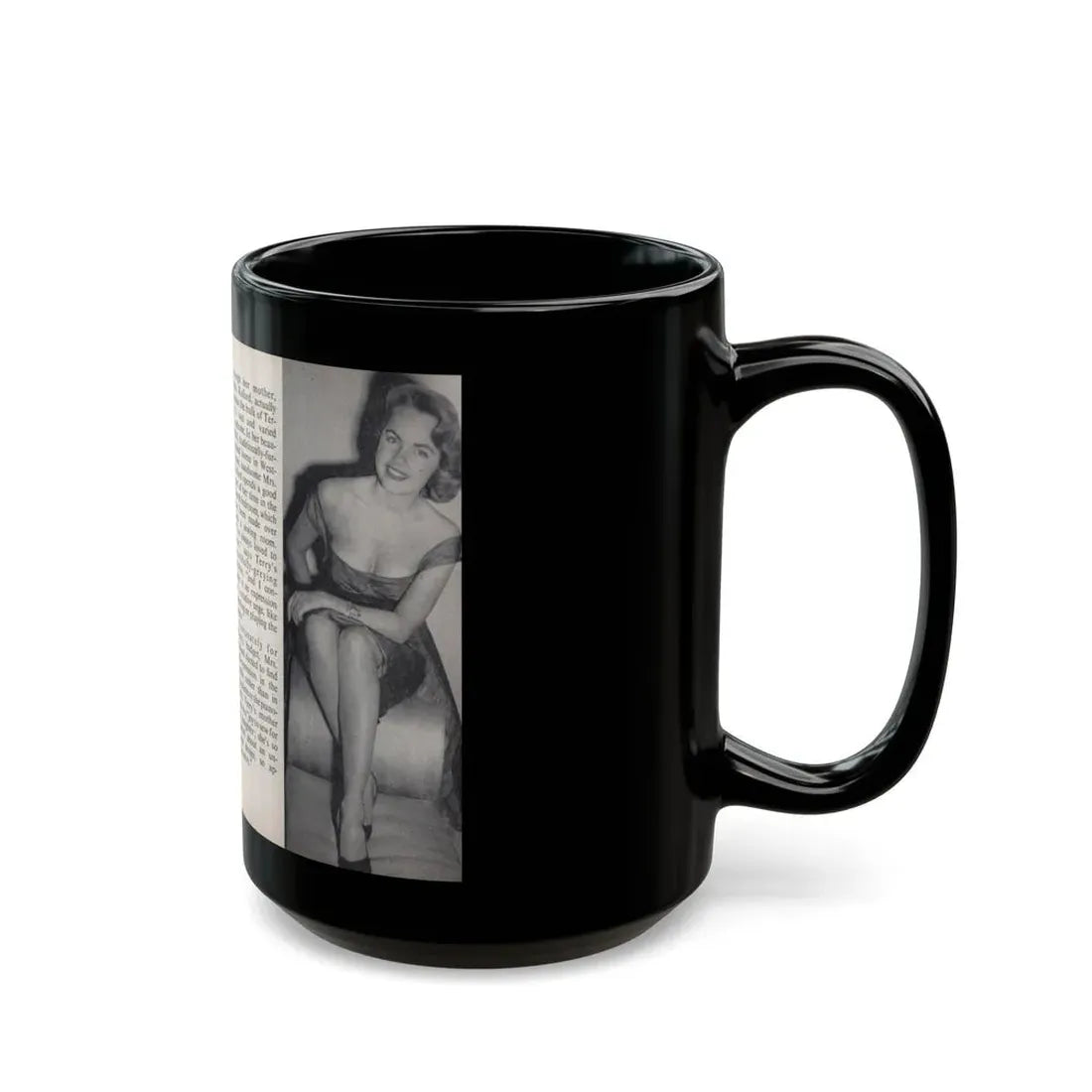 Terry Moore #445 - 66 PHOTOGRAPHS OF Terry MOORE U.K. Pocket Mag. Pages 20 & 21 (Vintage Female Icon) Black Coffee Mug - Go Mug Yourself