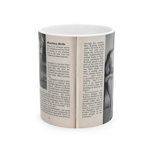 Terry Moore #445 - 66 PHOTOGRAPHS OF Terry MOORE U.K. Pocket Mag. Pages 20 & 21 (Vintage Female Icon) White Coffee Mug 11oz - Go Mug Yourself