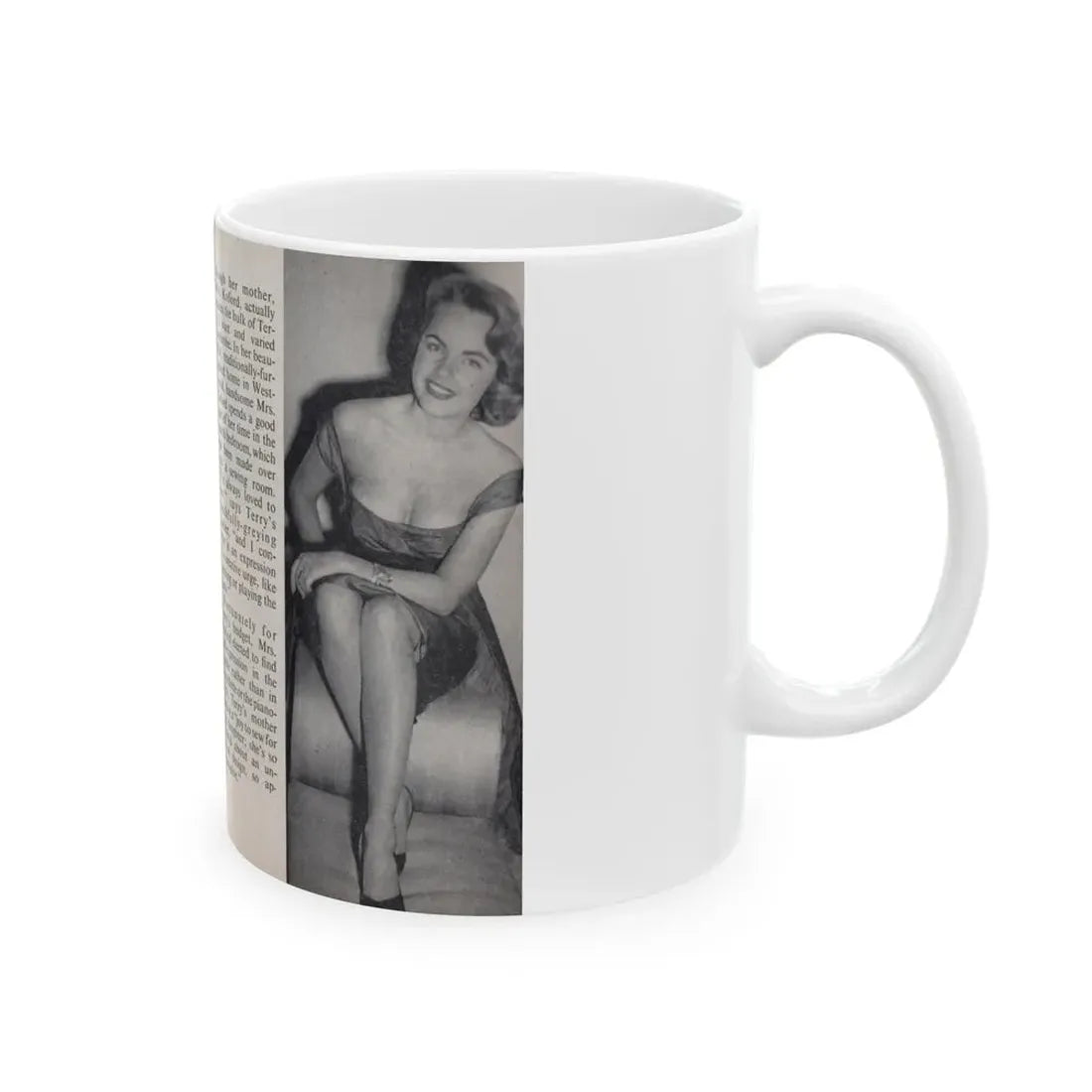 Terry Moore #445 - 66 PHOTOGRAPHS OF Terry MOORE U.K. Pocket Mag. Pages 20 & 21 (Vintage Female Icon) White Coffee Mug - Go Mug Yourself