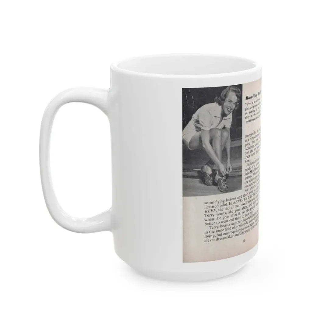 Terry Moore #445 - 66 PHOTOGRAPHS OF Terry MOORE U.K. Pocket Mag. Pages 20 & 21 (Vintage Female Icon) White Coffee Mug - Go Mug Yourself