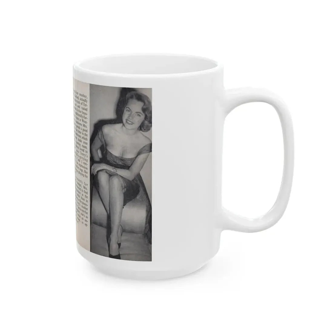 Terry Moore #445 - 66 PHOTOGRAPHS OF Terry MOORE U.K. Pocket Mag. Pages 20 & 21 (Vintage Female Icon) White Coffee Mug - Go Mug Yourself