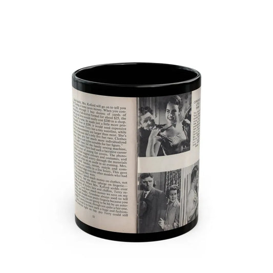 Terry Moore #446 - 66 PHOTOGRAPHS OF Terry MOORE U.K. Pocket Mag. Pages 22 & 23 (Vintage Female Icon) Black Coffee Mug 11oz - Go Mug Yourself