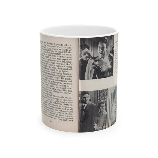 Terry Moore #446 - 66 PHOTOGRAPHS OF Terry MOORE U.K. Pocket Mag. Pages 22 & 23 (Vintage Female Icon) White Coffee Mug 11oz - Go Mug Yourself