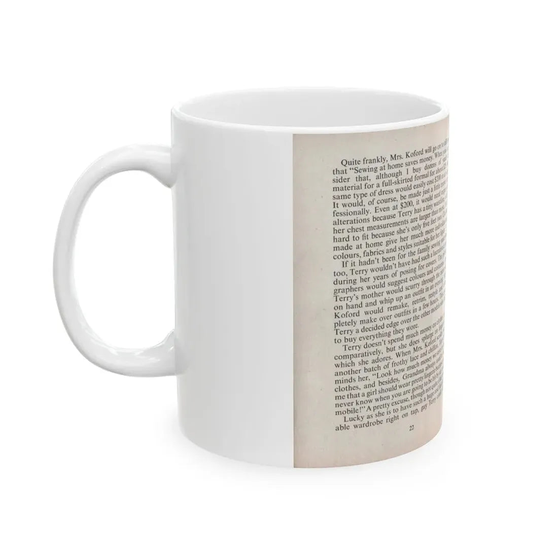 Terry Moore #446 - 66 PHOTOGRAPHS OF Terry MOORE U.K. Pocket Mag. Pages 22 & 23 (Vintage Female Icon) White Coffee Mug - Go Mug Yourself