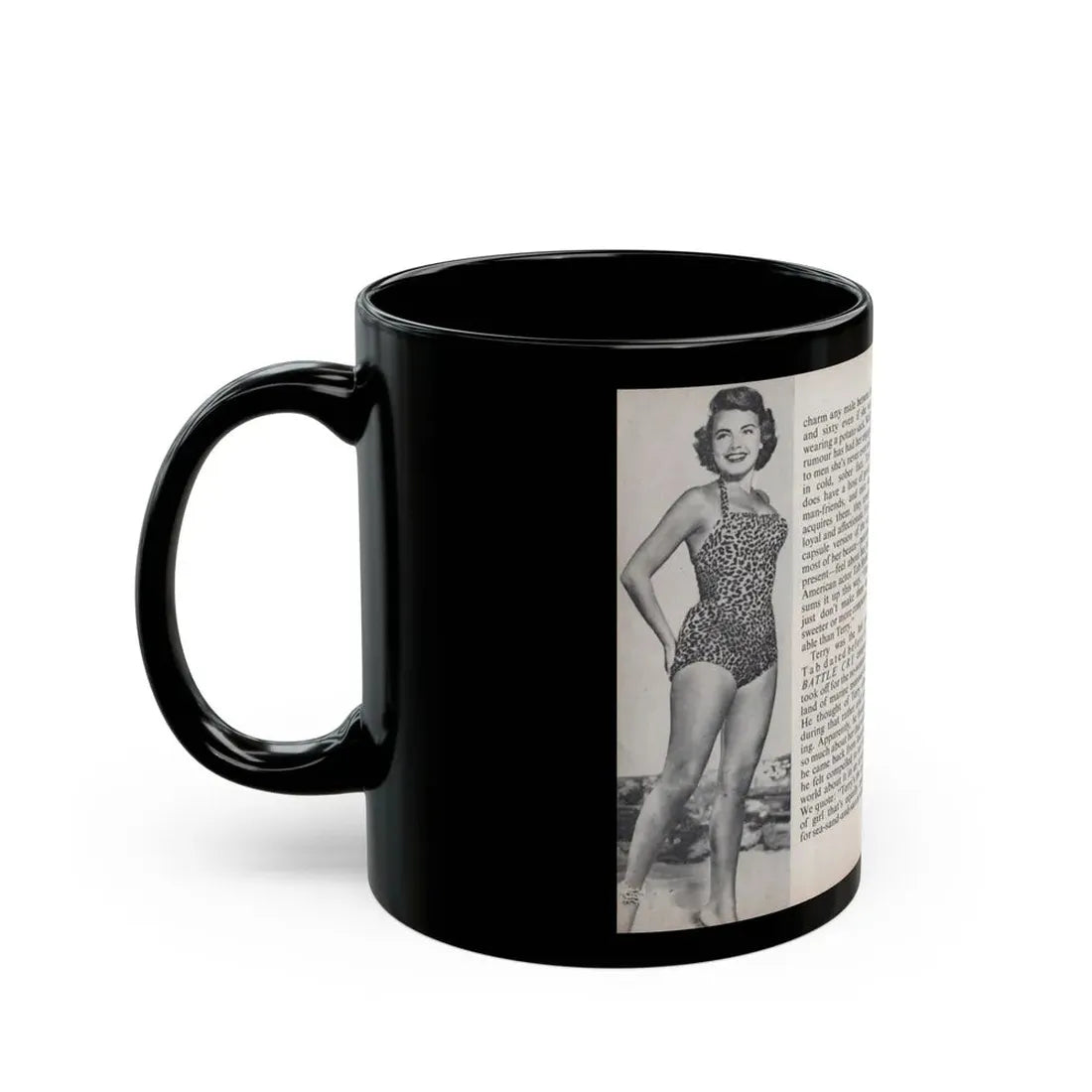 Terry Moore #447 - 66 PHOTOGRAPHS OF Terry MOORE U.K. Pocket Mag. Pages 24 & 25 (Vintage Female Icon) Black Coffee Mug - Go Mug Yourself